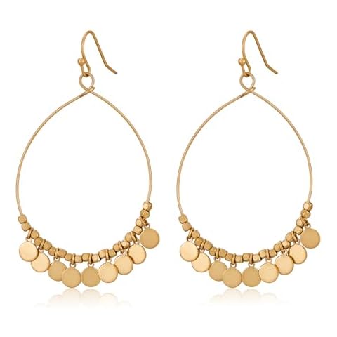 LILIE&WHITE Worn Gold Earrings For Women With Round Disc Boho Earrings Gold Dangle Drop Earrings Fashion Chic Ethnic Jewelry Earrings Cover