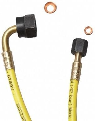 High Side Hose: 4 ft 90 Angle, Yellow, Thermoplastic Polymer, Single Hose, 78748, 809KC3