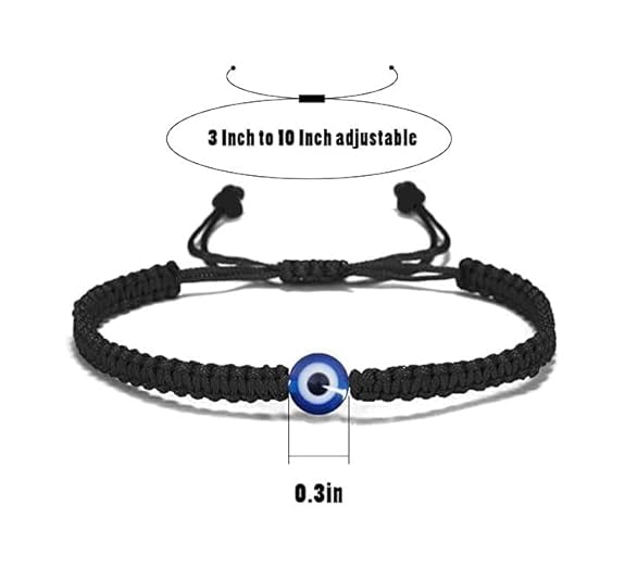 Image of Turkish Evil Eye Black Handmade Bracelet for Unisex Adult Nazar Thread Adjustable Wristbands Friendship Band (Set of 2) evil eye bracelet girl