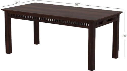 Image of Sheesham Wood 6 Seater Dining Table with Cushioned High Back Chairs for Living Room Home Dining Room Sets Furniture for Dinner Rooms (Mahoghany Finish)