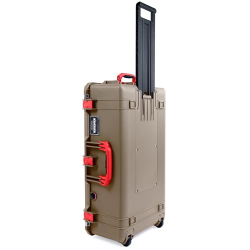 Pelican Air 1615 Case by ColorCase - Dark Desert Dirt - Large Size Waterproof Case (Case Only) - Red Handles & Latches