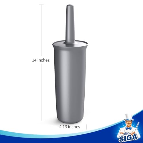 Image of MR.SIGA Toilet Bowl Brush and Holder for Bathroom, Gray, 1 Pack