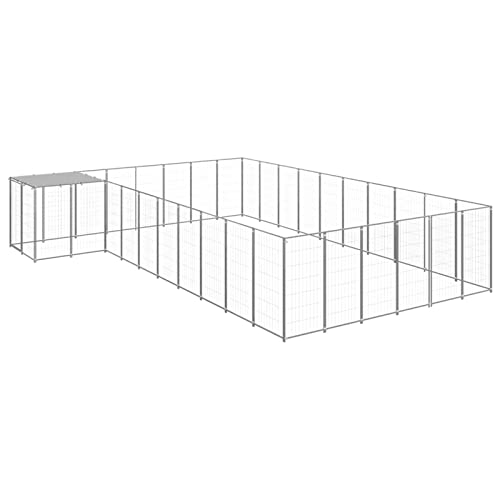 ARKEM Hundezwinger Silbern 19,36 m² Stahl Freilaufgehege Kaninchen Hunde Gitter Puppy Supplies