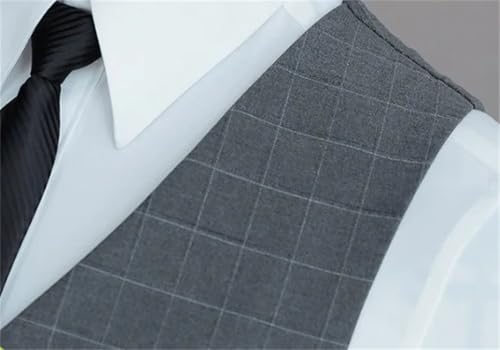 Men Plaid Three-Piece Suit Set Vest & Trousers Wedding Handsome Outfit Suits3