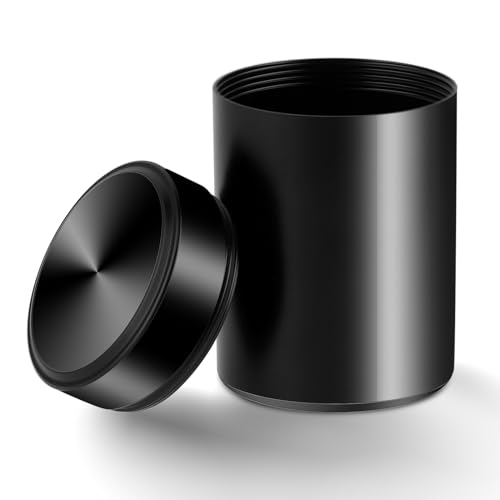 WLLHYF Portable Metal Small Pill Case Round Alloy Pill Holder Pocket Small Pill Box Waterproof Medicine Organizer Bottle Container for Travel Outdoor Vitamin Fish Oils (Black)