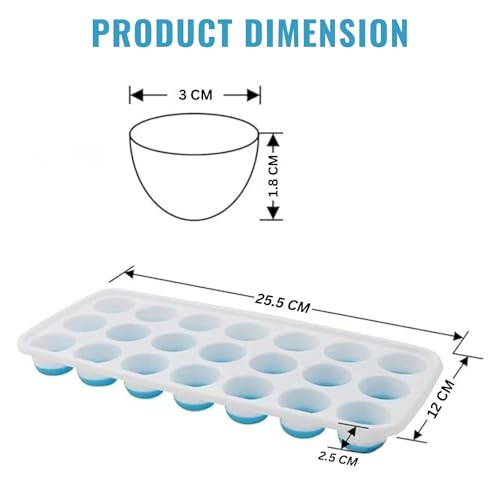 Image of Solitude Silicone Round Pop Up Ice Cube Mold Trays with 21 Cavities and Lid for Freezer with Easy Release Flexible Silicone Bottom, Stackable Whiskey Bar Ice Cube Moulds (Multicolor, 1 Piece)
