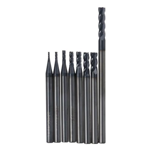 Image of Square Nose End Mill, Solid Carbide AlTiN Coated CNC Router Bits 4 Flute Spiral Milling Cutter(1.5x4Dx50)