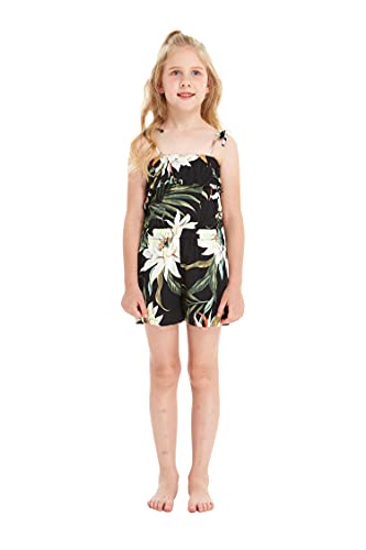 Image of Family Matching Hawaiian Clothes, Wispy Cereus Black | Lightweight 100% rayon • Family matching outfits • Tropical floral print • Beach vacations • Luaus • Cruises • Family photos