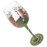 Milisten Copa de Vino Navideña de Cristal Diseño de Reno para Cenas y Decoración de Fiestas, Vaso Multifunción Fácil de Limpiar y Guardar