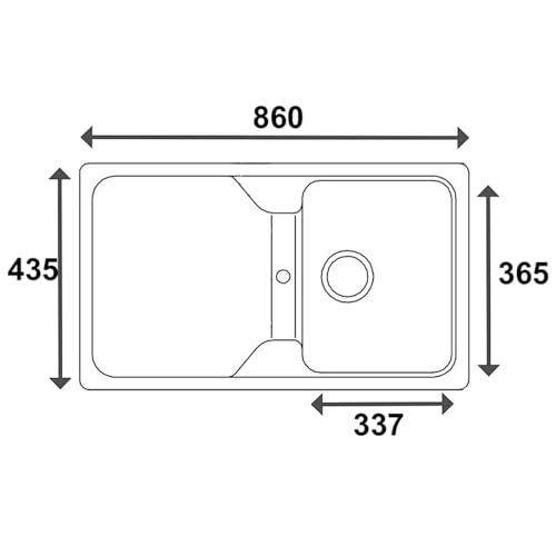 Liquida CMP5BL 1.0 Bowl Reversible Inset Black Kitchen Sink with Waste Kit
