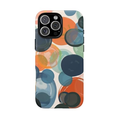 Coque iPhone 16 Pro Max rigide au design abstrait de cercles orange