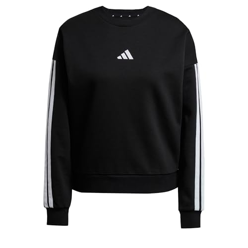 adidas Women's Essentials 3-Stripes Fleece Sweatshirt, Black/White, L
