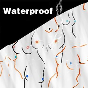 Miniatura 4 de JAWO Divertida cortina de ducha para baño, pechos blancos, cuerpo femenino nude, hilarante, juego de cortinas de ducha de tela artística, accesorios