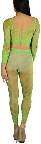 Image of ToBeInStyle Women's Spandex Multi Net Fishnet Set Rave Novelty Party Crop Top & Tights