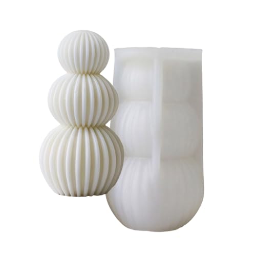 Molde de vela de esfera redonda inspirado en rayas, molde de vela con forma de esfera a rayas para proyectos artísticos y estilo del hogar