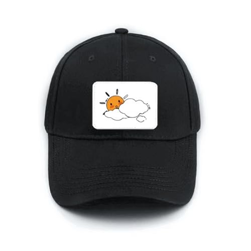 Casquette de baseball noire avec motif nuage et soleil brodé original