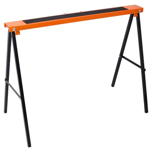 Yone jx je Saw Horses 2 Pack, Folding Portable Work Horse with Fast Open Legs, Convenient Handle, Heavy Duty Steel Sawhorse for Garage, Workshop, Fully Assembled (Orange) - Thumbnail 4