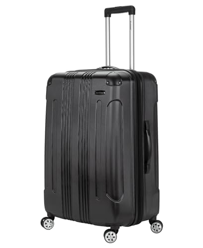 Image of Rockland London Hardside Expandable Spinner Wheel Luggage, Black, Checked-Large 28-Inch