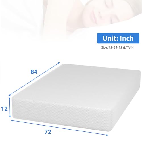 Image of PayLessHere 12 inch Memory Foam Mattress Cooling Gel Green Tea Infused Mattress,Fiberglass Free,CertiPUR-US Certified,Cooler Sleep Supportive & Pressure Relief,White California King
