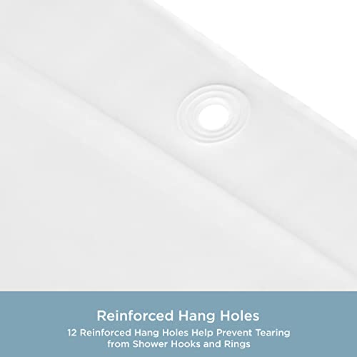 Kenney Medium Weight 5 Gauge Waterproof Peva Shower Curtain Liner With Durable Eyelet Hang Holes, Weighted Magnetic Hem, And 12 Piece Beaded Roller Ring Set For Bathroom, 70" W X 72" H, Clear #TOP3