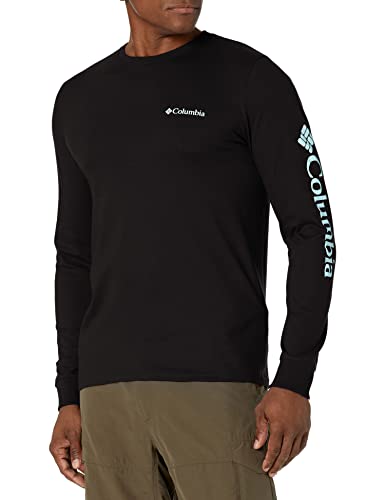 Columbia Herren Langarm Outdoor Angeln Camping Wandern T-Shirt, Schwarz mit klarem Blau, Groß Columbia Herren Langarm Outdoor Angeln Camping Wandern T-Shirt, Schwarz mit klarem Blau, Groß