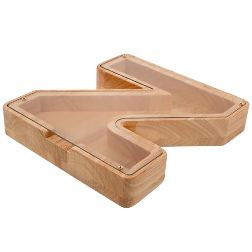 Lurrose Hucha Creativa Forma de Letra de Material Sintético Beige, Gran Capacidad y Soporte de Almacenamiento Adecuado para Guardar Dinero y Decorar