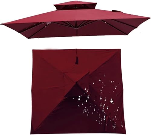 Ghygetrich Toldo Redondo para Sombrilla, Cubierta de Sombrilla Toldo de Recambio Toldo de Repuesto para Sombrilla Burgundy 3x3m