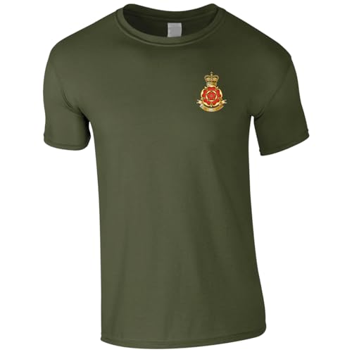 Image of HiViz Kings The Queens Lancashire Regiment QLR Men's Tshirt British Army Insignia MOD ** 9 Colours Available ** (L, Military Green)