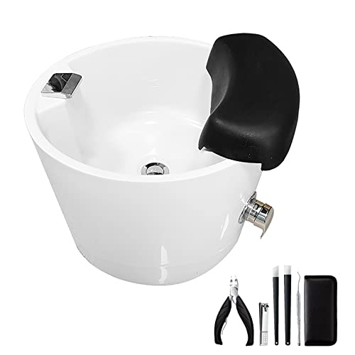 WYOERN Foot Massager Acrylic Pedicure Sink Foot Spa with Pedicure Foot Rest with Heat Bubble Massage Raised Massage Nodes Health Manicure Basin Colorful Lamp Footbath (Size : Bath+Pedicure)
