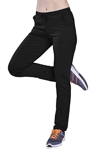 Image of Women's Solid Regular FIT ENRICH Cotton Track Pant Black