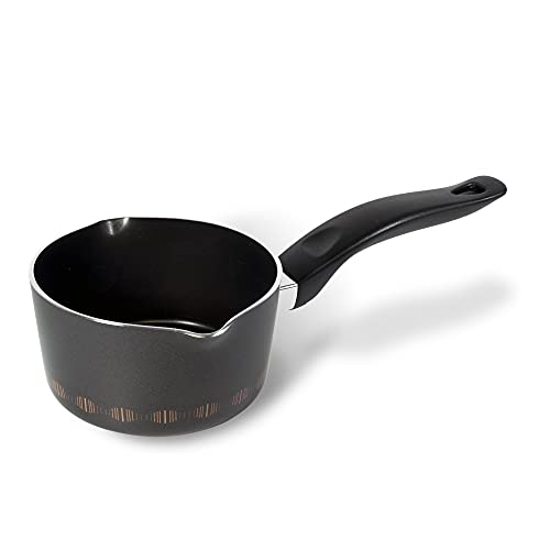 Alluflon Costanza Pentolino con Beccuccio 14cm, Alluminio Alimentare, Nero, 14 cm