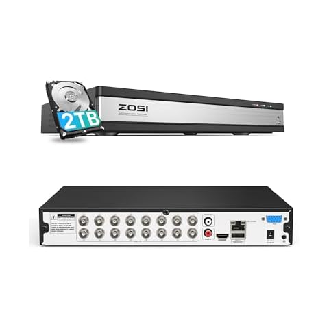 ZOSI H.265+ Full 1080P 16 Channel Hybrid 4-in-1 Surveillance CCTV DVR with 2TB HDD for 960H,CVI,TVI,AHD Home Surveillance Cameras,with Remote View,Motion Detection Cover