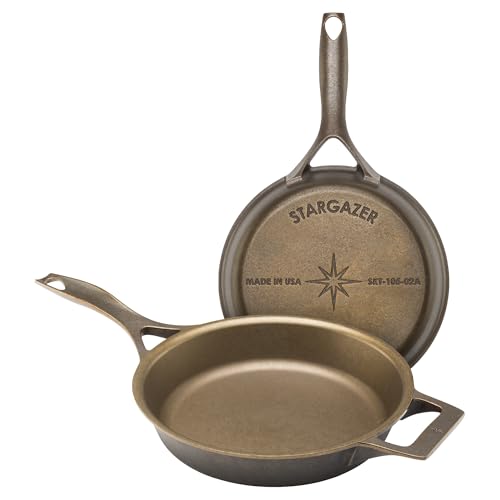 Stargazer 10.5-Inch Cast Iron Skillet | Made in USA, Seasoned, Pr...