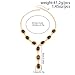 Lcineic Long Chunky Gold Brown Crystal Pendant Y Necklace for Women Vintage, Fashion Beaded Oval Resin Chain Necklaces Y2k Vacation Party Costune Jewelry Gift (Gold)