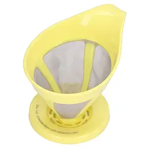 Coffee Filter, Portable Fine Mesh Coffee Strainer PP + 304 Stainless Steel for Camping(Yellow)