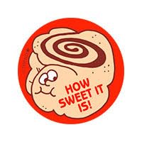 How Sweet It is!/Cinnamon Roll Scent Scratch 'n Sniff Retro Stinky Stickers by TREND; 24 Seals/Pack - Authentic 1980s Designs!