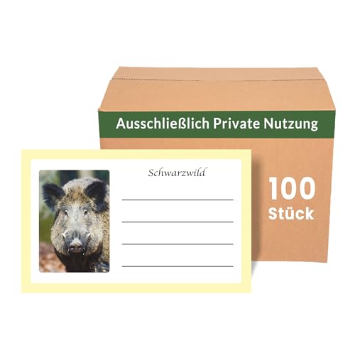 Wildbret Etiketten für Schwarzwild 100 Stück - Wildaufkleber für Privatjäger