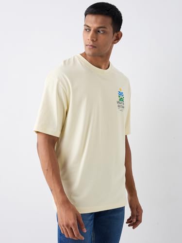Image of Spykar Men's Oversized Round Neck Half Sleeve Solid Casual T-Shirt