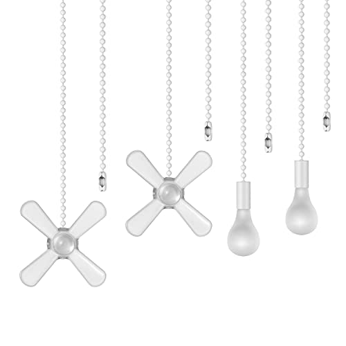 Image of EIFHYT 12 inch Ceiling Fan Pull Chain with Decorative 3 mm Frosted Light Bulb and Fan Cord Extender Chains for Mounted Ceiling Fans and Light Fixtures (White)