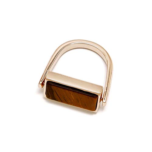 Sortija Pertegaz PER2719 colección Lúxor metal bañado rosado e-coating piedra reversible rectangular