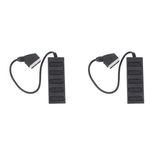 GREOHNMPAW 2X Divisor Scart de 5 Vías de 21, Conector Adaptador Scart Macho A 5 Hembra de 21p, 5 Scart de Carretera, Dividido en Cinco Líneas de Cable