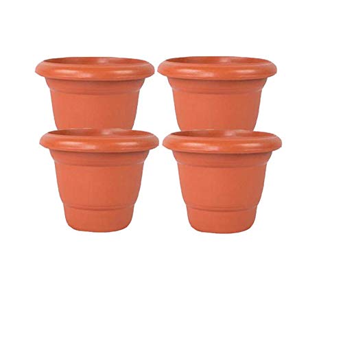 Antier Gamla/Planter/Pot 8inch (Set of 4, Brown Pot) for Garden