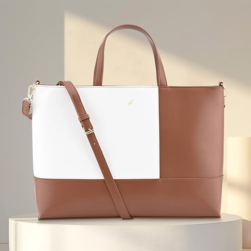 Image of Fastrack Colourpop Laptop Tote | Faux-Leather Women's Handbags | 15 inch Laptop Tote For Workwear And College, Brown