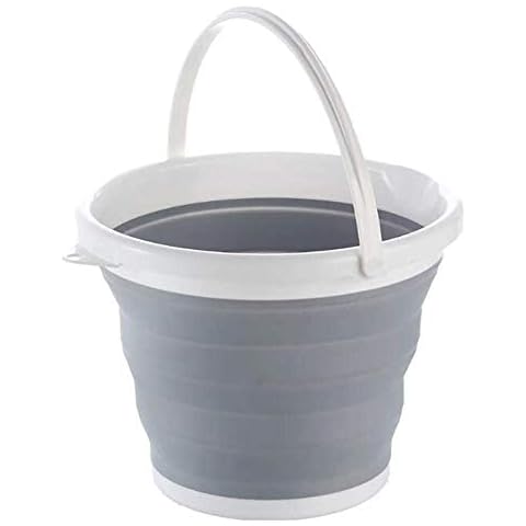 payanwin 10L Portable Collapsible Bucket - Premium Collapsible Water Container with Sturdy Handle - Great for Hiking, Camping, Household dishwashing, Space-Saving Bucket (Grey) Cover