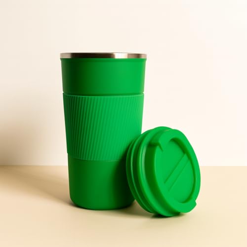 Image of YELONA Light Green 510 ML Insulated Stainless Steel Coffee Tea Tumbler for Hot Cold Beverages Portable Travel Mug Leak Proof Sipper Lock Lid Thermos Multipurpose for Home Office Gifts