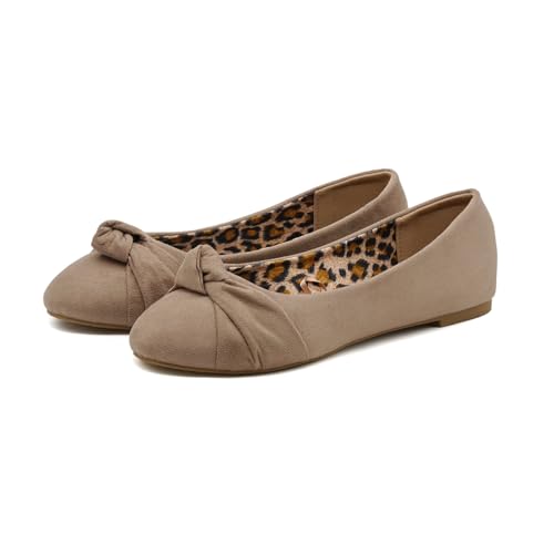 Image of Epic Step Ballet Flats for Women, Comfortable Slip on Faux Suede Round Toe, Ballerina Dressy Flat Shoes