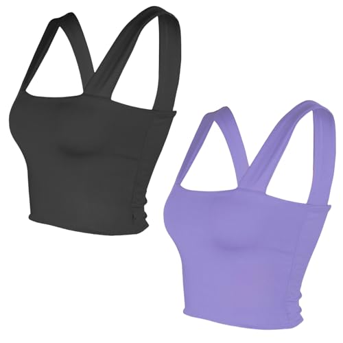 Débardeur fitness double couche lot de 2 crop tops opaques à bretelles confort absolu