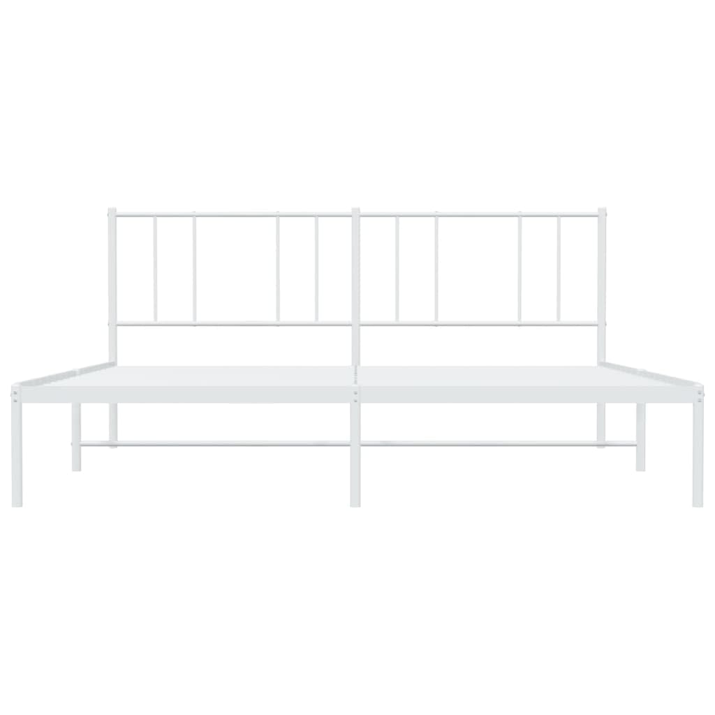 Telaio letto con testiera in metallo bianco 200 x 200 cm Telaio per camera da letto Struttura del letto dell'hotel Cornice da letto per soggiorno Adatto per camera da letto