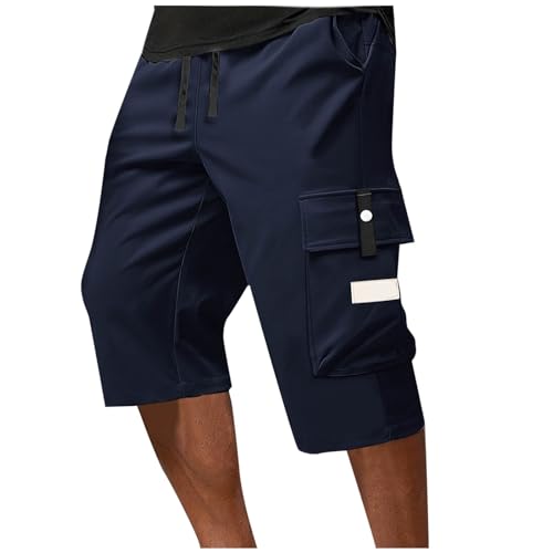 Pantalones de senderismo deportivos para hombre, pantalones 3/4, elásticos, cargo, varios bolsillos, pantalones cortos de ocio, hasta la rodilla, pantalones cargo de verano, pantalones cortos de