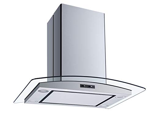 Winflo 30 In. Convertible Stainless Steel Glass Island Range Hood with Mesh Filter and Stainless Steel Panel